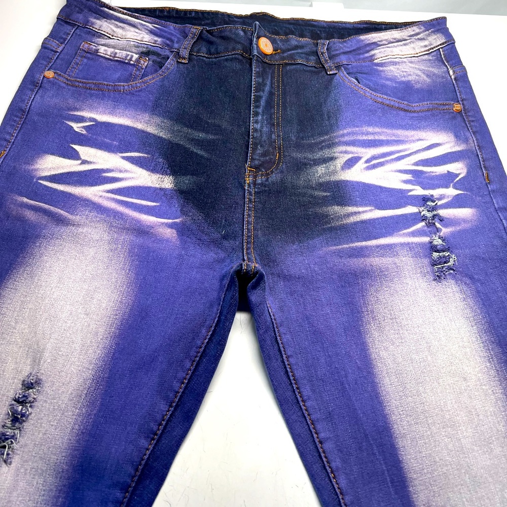 Junbaoss Purple Distressed Slim Fit Stretch 36x31 Classic Jeans